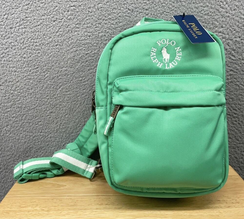 Polo Ralph Lauren Big Pony Logo Crossbody Small Backpack Plato Green 9AR155 NWT